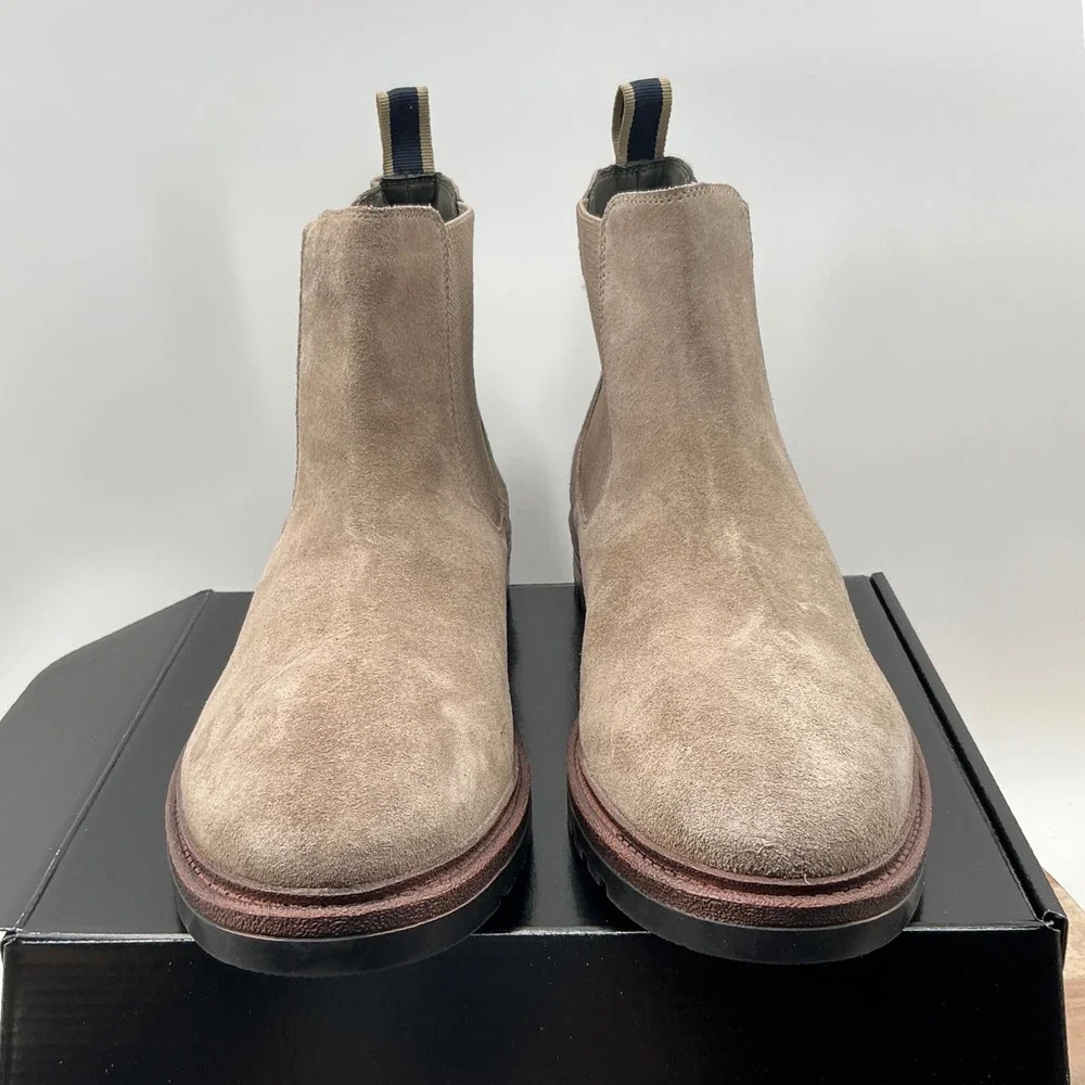Steve Madden Mens Taupe Suede Chelsea Boots RB-7088 Lug Sole Size 11.5